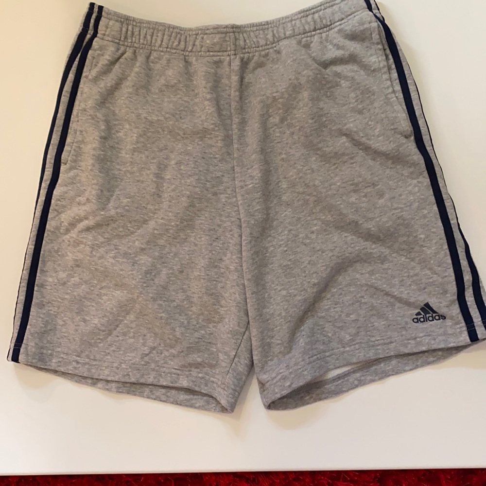 Adidas grey and blue sweat shorts size xl